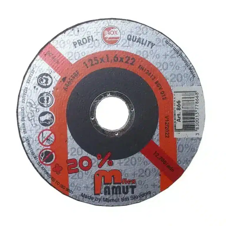 Rezalna plošča Mamut 125 × 1,6 × 22 mm za inox in jeklo