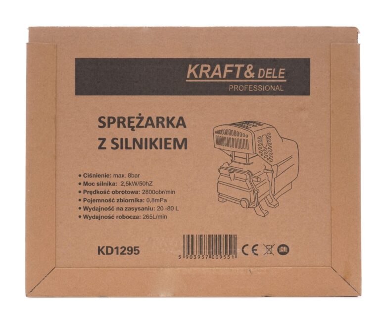Zračni kompresor Kraft&Dele KD1295 z elektromotorjem, 265 L/min, 2,5 kW
