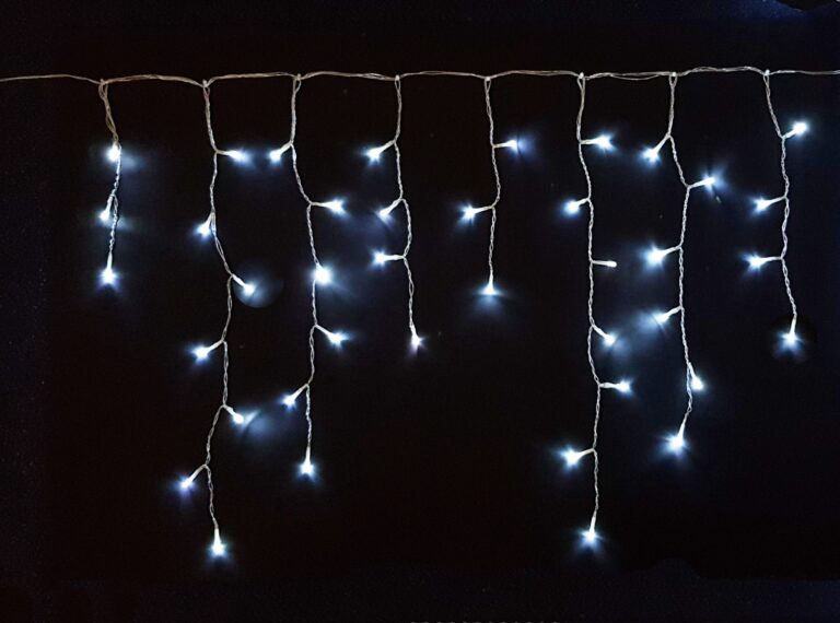 Novoletne lučke v obliki ledenih sveč, 200 LED, bele