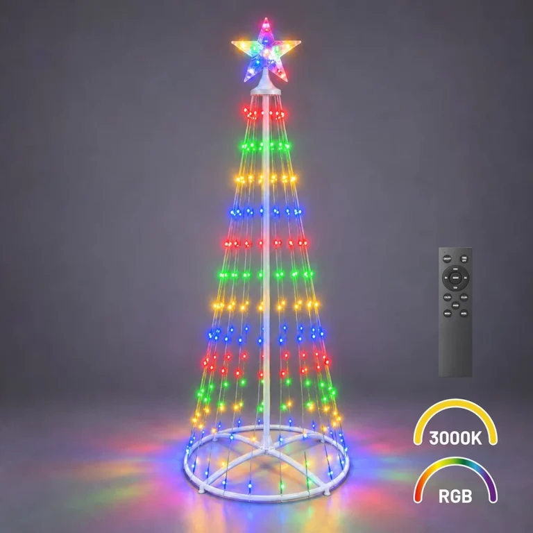 Eko-Light LED novoletno drevesce 1,5 m, 205 LED, 3000 K + RGB, IP44, belo
