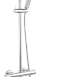 Ferro TREVI SQUARE tuš set s termostatsko armaturo, dežno prho 300 mm in konzolo 800–1250 mm – krom