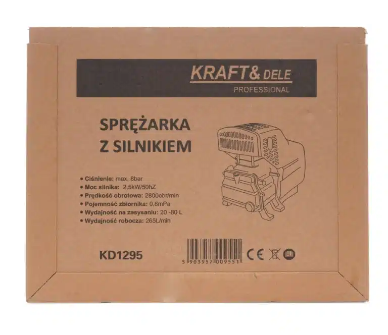 Zračni kompresor Kraft&Dele KD1295 z elektromotorjem, 265 L/min, 2,5 kW
