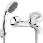 Ferro BASIC komplet armature za kopalno kad s cevjo, prho in dežno prho, krom