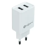 Stenski polnilec za telefon DPM CLT121 z 2 priključkoma USB A, bel