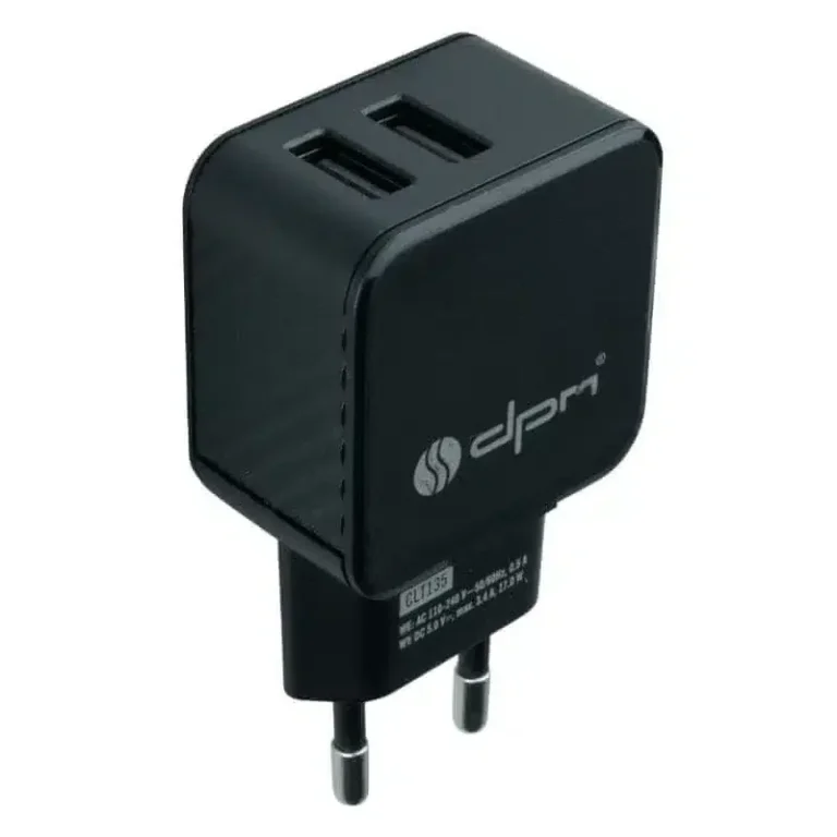 Polnilec za telefon DPM CLT135, 2 × USB A, 3,4 A, črn
