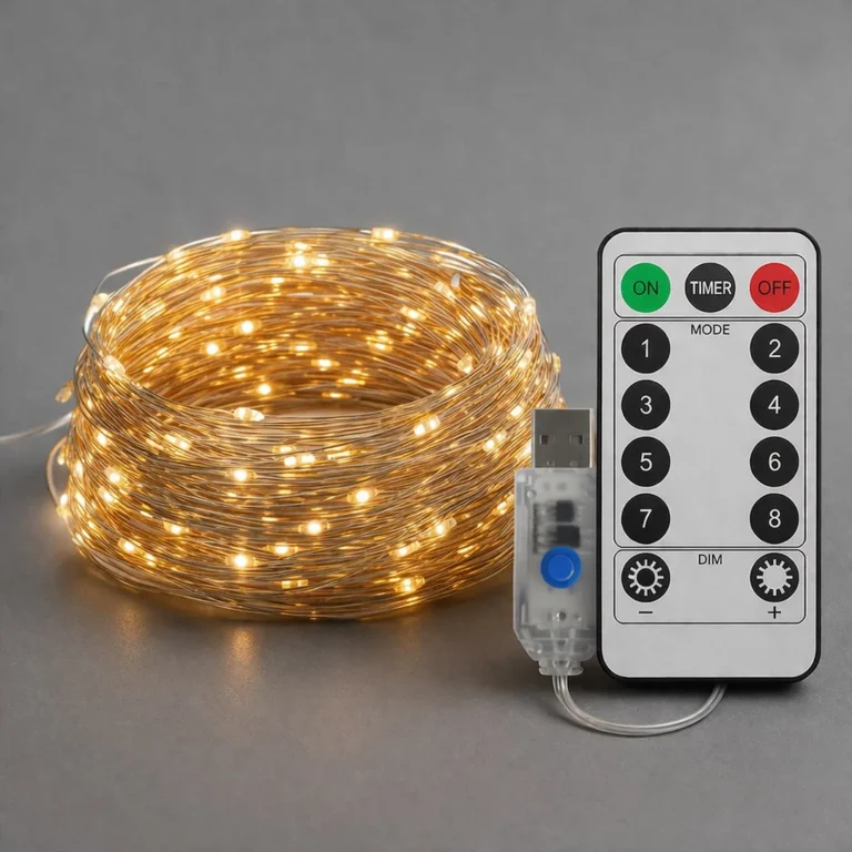 Eko-Light Mery okenska svetlobna zavesa z 300 LED-lučkami, USB, topla bela 3000K