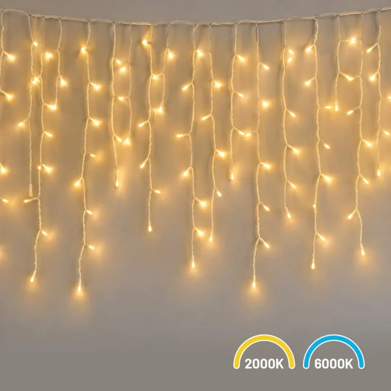 Eko-Light božična svetlobna zavesa 200 LED, 5 m, 2000 K + 6000 K, Flash, IP44, bela