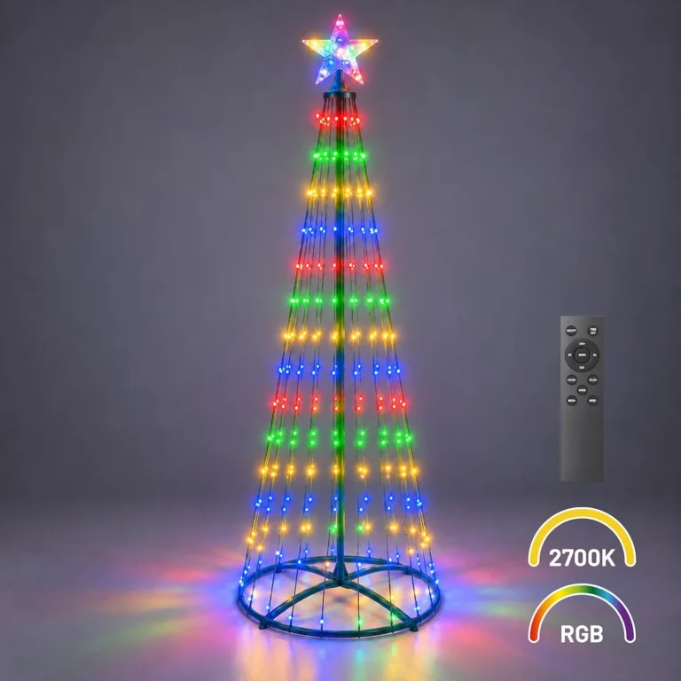 Eko-Light LED božično drevesce 1,8 m, 269 LED, 2700 K + RGB, IP44, zeleno